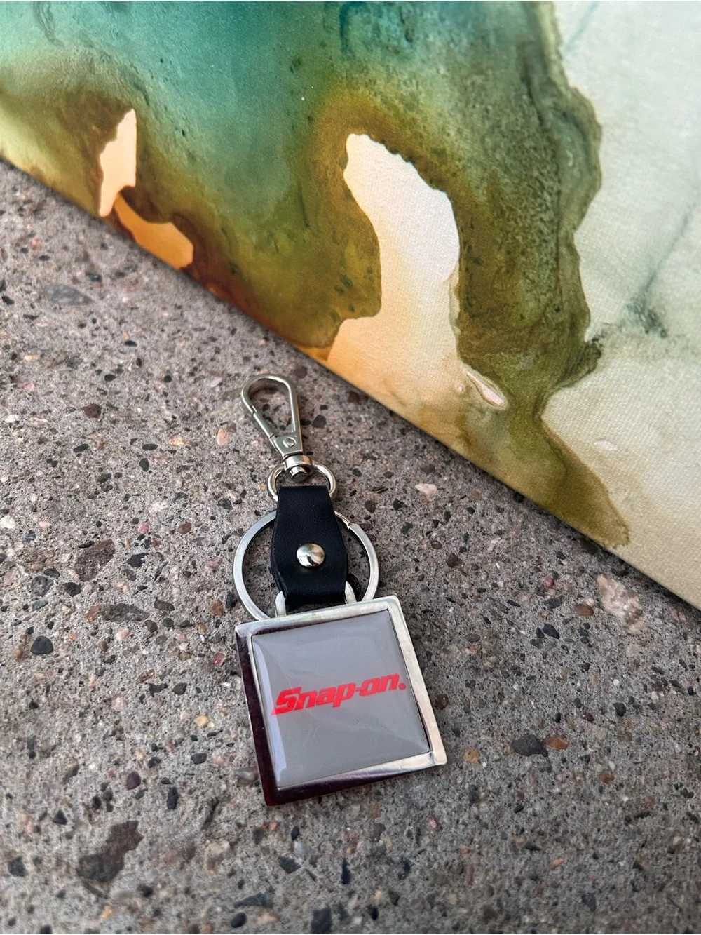 Snap-on Logo Keychain in Silver and Black with Red Logo